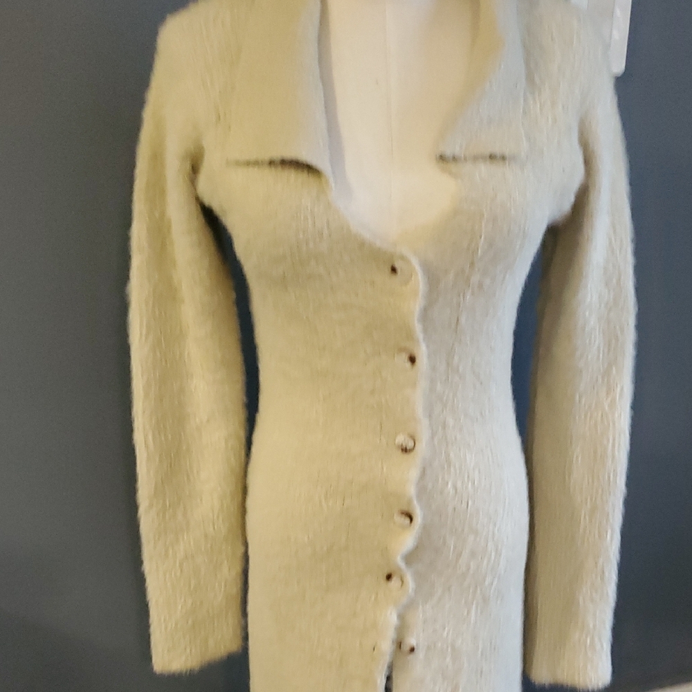 Emory Park Cream Fuzzy  Long Cardigan Sweater - Picture 3 of 10